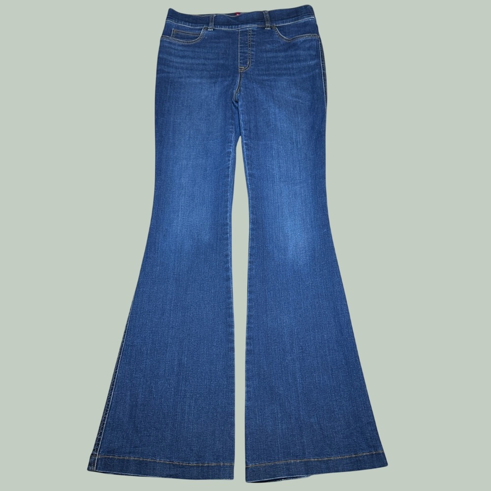 Spanx Flare Jeans Womens Medium Pull On Midnight Shade Indigo Stretch 20327R